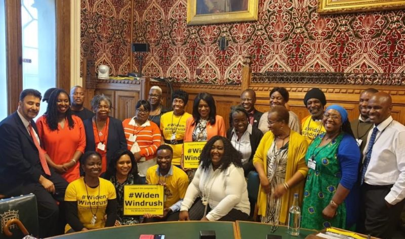 Janet Daby MP, Eleanor Smith MP, Dawn Butler MP, Afzhal Khan and Widen Windrush campaigners in Parliament