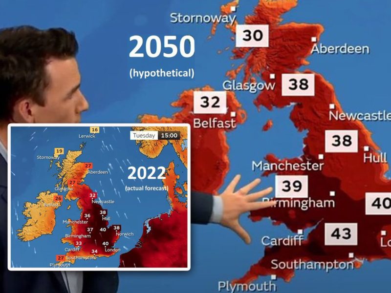 News graphic showing UK heatwave