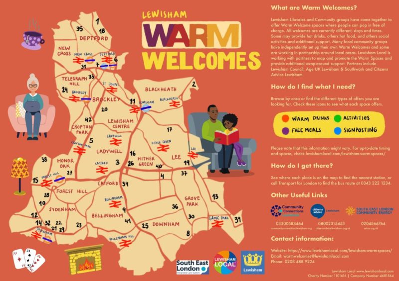 Map of Warm Welcome Spaces in Lewisham