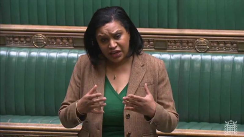 Janet Daby MP in the Chamber of the House of Commons drawing attention to the racially motivated assault on a school child in Ashford, Surrey.