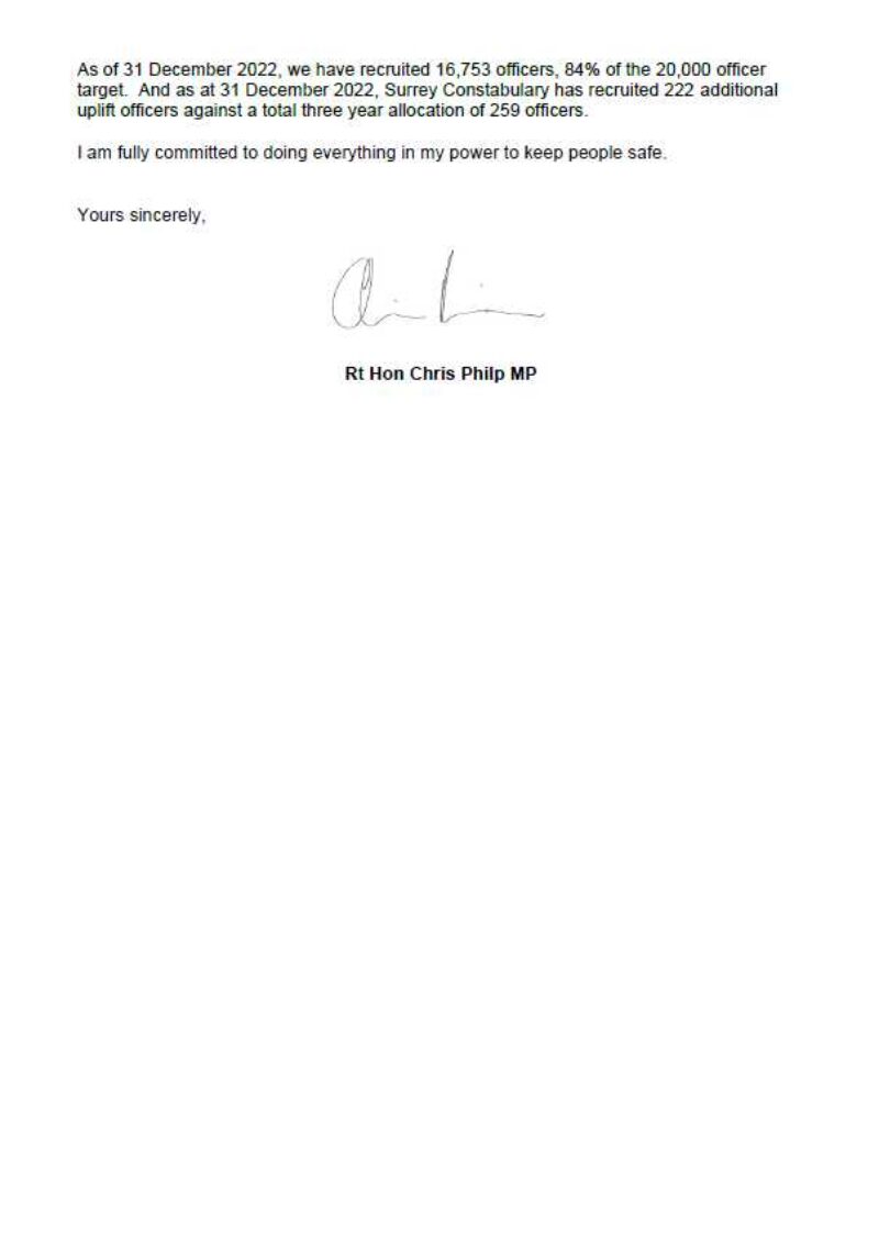 Page 2 of the Letter from the Minister for Crime, Policing & Fire
