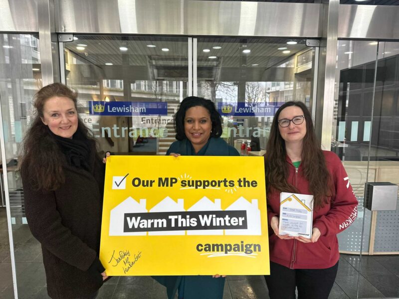 Janet Daby MP with local campaigners from the Warm This Winter campaign