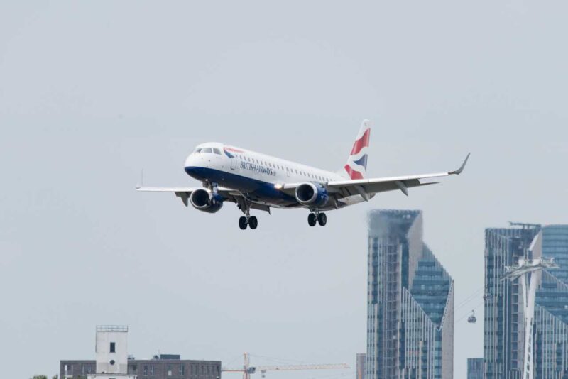 Plane coming in to land with London