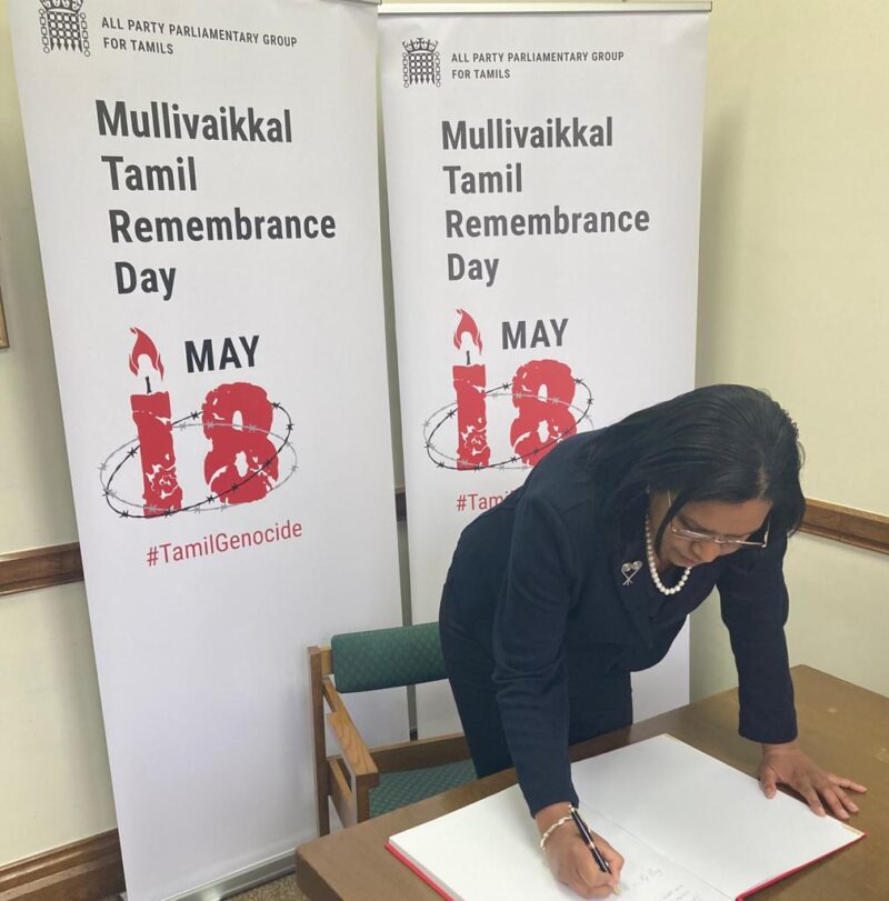 Janet Daby MP signing a memorial book for the Mullivaikkal Tamil Remembrance Day - 18th May.