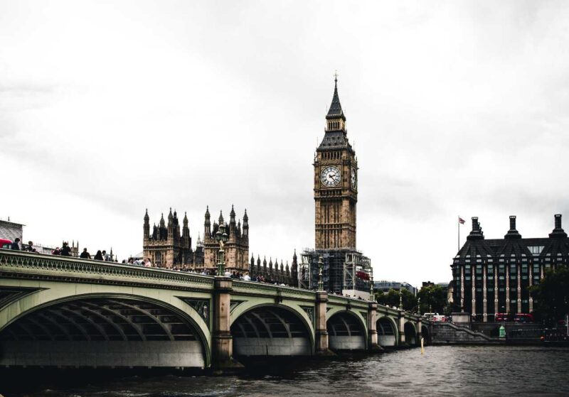 Image of Westminster Bridge with Big Ben and the Houses of Parliament in the background