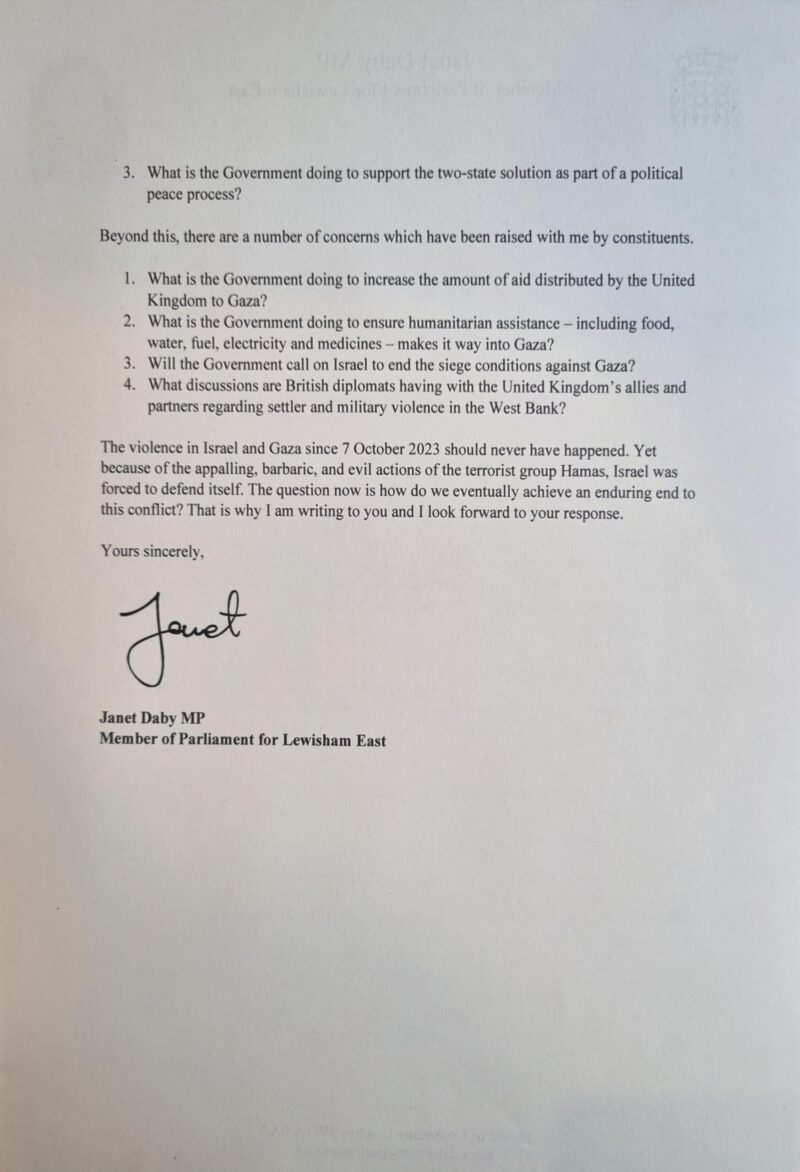 Page 2 of the Letter to the Foreign Secretary