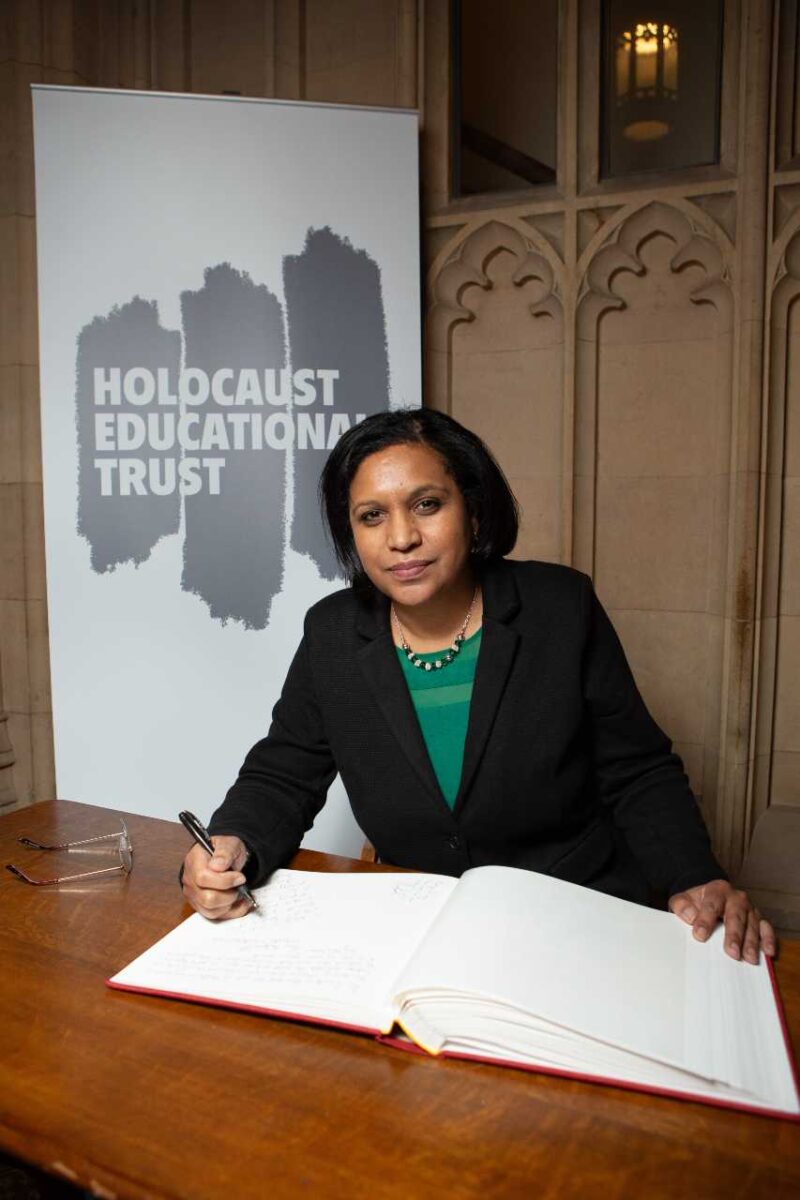 Janet Daby MP signing the Holocaust Educational Trust’s Book of Commitment in Parliament
