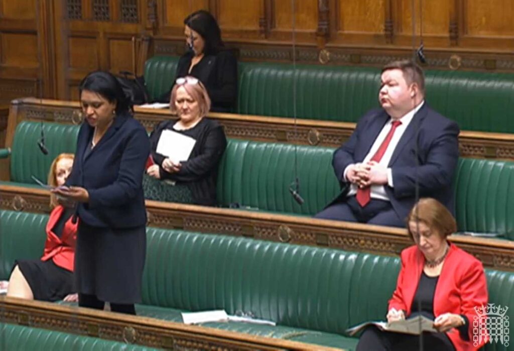 Janet Daby MP speaking in the House of Commons Chamber during Work and Pensions Oral Questions.