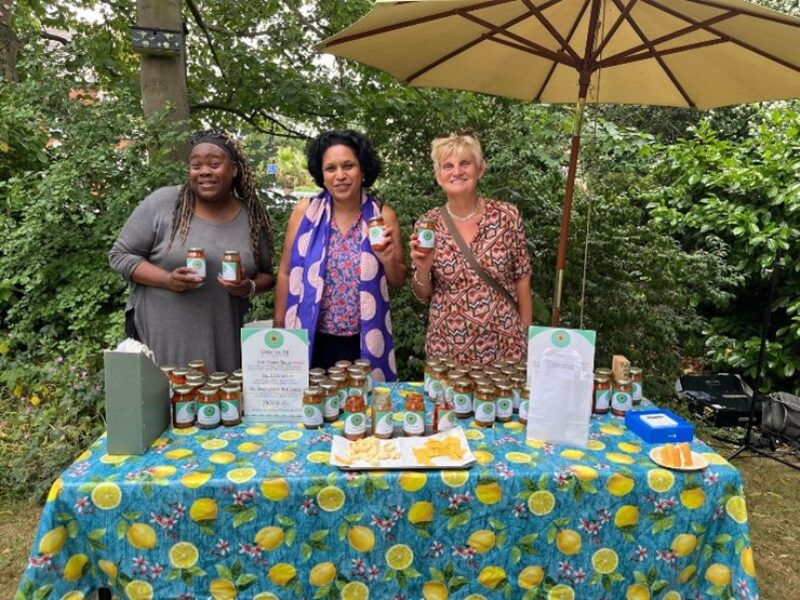 Janet Daby MP with Cllr Eva Stamirowski and Auntie Sarah owner